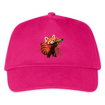 Sterneguckende Rote Panda mit Teleskop - Kinder Basecap - Fuchsia - Vorne