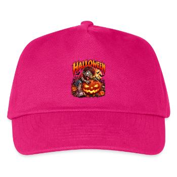 Zombie-Kind am Halloween-Pumpkin - Kinder Basecap - Fuchsia - Vorne