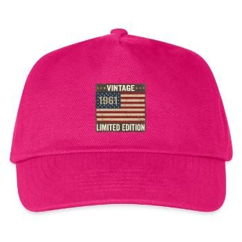 US-Flagge 65 Geburtstag Amerikanische USA Männer 65 Jahre 1961 65 - Kinder Basecap - Fuchsia - Vorne