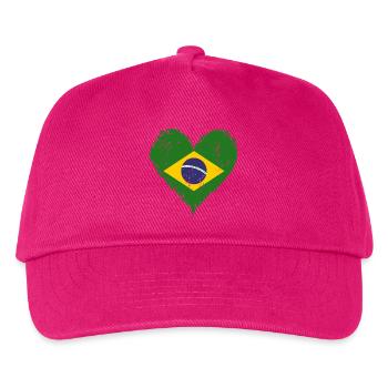 Brasilien Herzflagge Grunge - Kinder Basecap - Fuchsia - Vorne