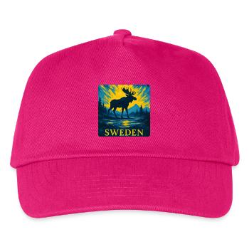 Schwedischer Elch im Abendlicht - Kinder Basecap - Fuchsia - Vorne