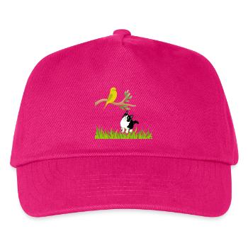 Sonniger Singvogel und Neugierige Katze - Kinder Basecap - Fuchsia - Vorne