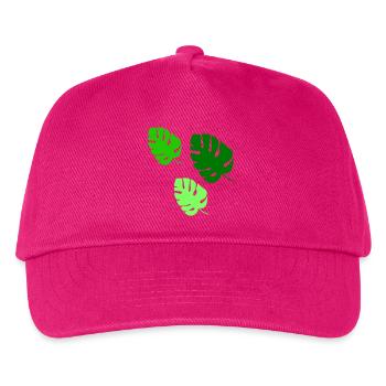 Monstera Blätter Trio Design - Kinder Basecap - Fuchsia - Vorne