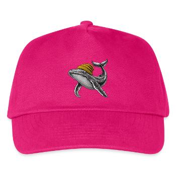 Wal mit Gelber Mütze – skurrile Seeweisheit - Kinder Basecap - Fuchsia - Vorne
