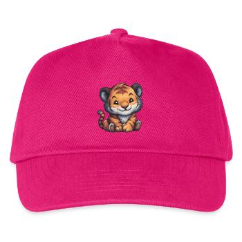 Tiger Jungtier Illustration - Kinder Basecap - Fuchsia - Vorne