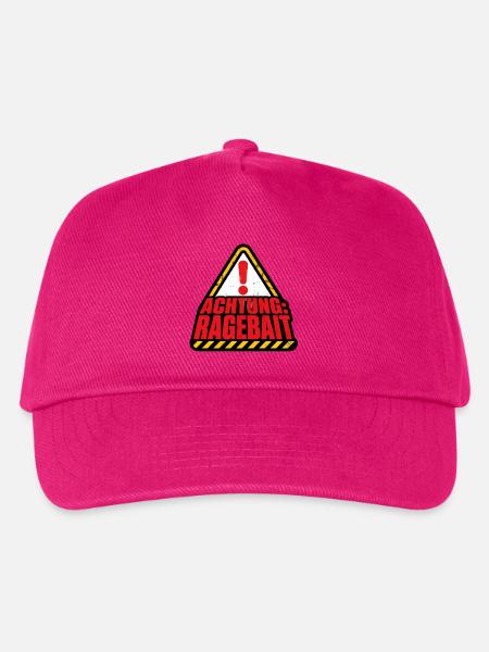 Achtung Ragebait Warnschild Typografie Shirt - Kinder Basecap - Fuchsia