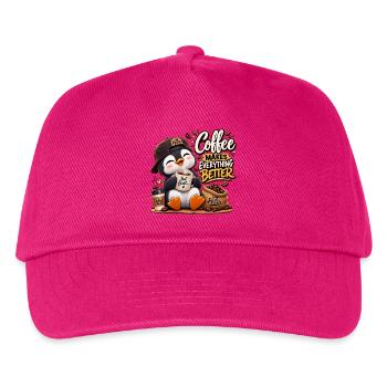Design Süßer Pinguin Coffee Lover Kaffee macht all - Kinder Basecap - Fuchsia - Vorne