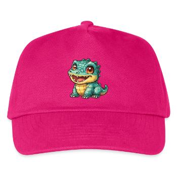 Fröhlicher Krokodil Dino mit großen Augen - Kinder Basecap - Fuchsia - Vorne