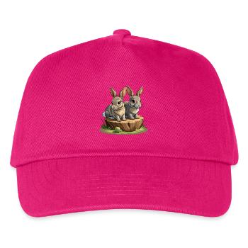 Babykaninchen auf Baumstumpf - Kinder Basecap - Fuchsia - Vorne