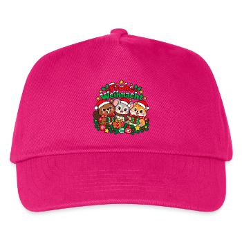 Frohe Weihnachten – Tiertrio - Kinder Basecap - Fuchsia - Vorne