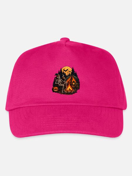 Skelett Camping: Gemütlich bis in die Knochen! - Kinder Basecap - Fuchsia