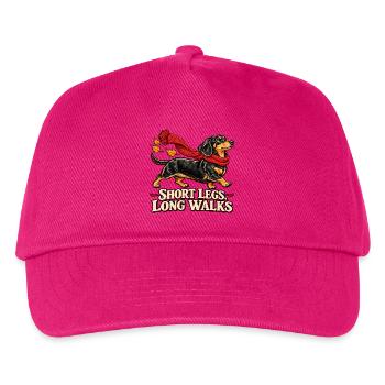 Short Legs Long Walks - Dackel mit Schal - Kinder Basecap - Fuchsia - Vorne