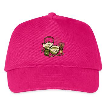 Japanisches Tee Set Matcha Besen Zen Vektor Shirt - Kinder Basecap - Fuchsia - Vorne