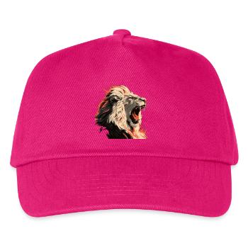 Löwenporträt im Flammenlook - Kinder Basecap - Fuchsia - Vorne