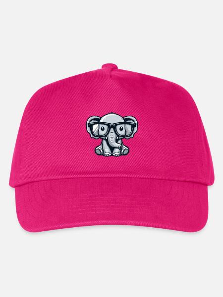 Nerdiger Elefant mit Brille - Kinder Basecap - Fuchsia