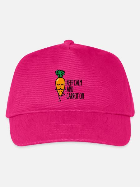 Keep calm and carrot on lustige Yoga Vegan Karotte - Kinder Basecap - Fuchsia