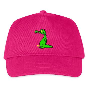 Smiling Crocodile, dreifarbiges Design - Kinder Basecap - Fuchsia - Vorne