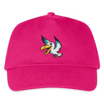Fröhlicher Pelikan Mascot - Kinder Basecap - Fuchsia - Vorne