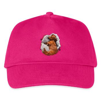 Dackel Kuscheltraum auf Decke - Kinder Basecap - Fuchsia - Vorne