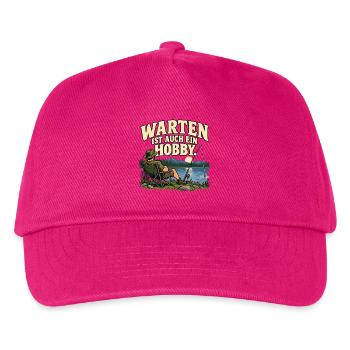 Warten ist auch ein Hobby – Retro-Angelshirt - Kinder Basecap - Fuchsia - Vorne