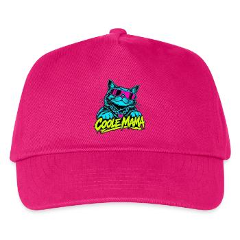 Coole Mama Katze Neon-Grafik - Kinder Basecap - Fuchsia - Vorne
