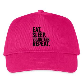 Iss. Schlaf. Melde dich freiwillig. Wiederhole. - Kinder Basecap - Fuchsia - Vorne