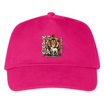 Yeshua Löwe von Juda Christliches Glaubensmotiv - Kinder Basecap - Fuchsia - Vorne