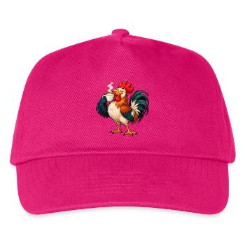  Hahn mit Matcha Latte – Lustiges Tiermotiv - Kinder Basecap - Fuchsia - Vorne