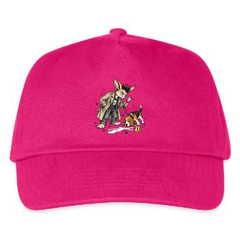 Bunny Punk Detektivhase mit Beagle Spuren - Kinder Basecap - Fuchsia - Vorne