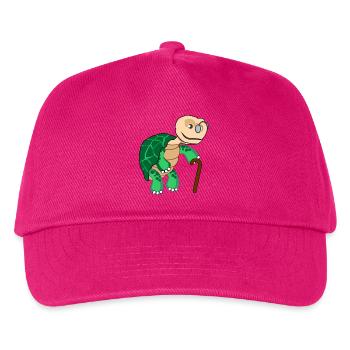 Slow turtle with glasses and walking stick - Kids’ Baseball Cap - fuchsia - Front