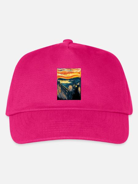 Halloween Katze – Kunstmotiv im Van Gogh Stil - Kinder Basecap - Fuchsia