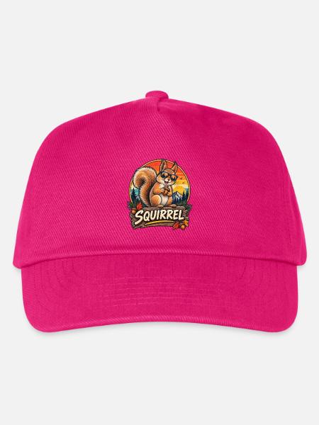 Retro Squirrel Vintage Wildtier-T-Shirt - Kinder Basecap - Fuchsia