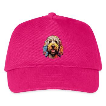 Farbenfroher Pudel Kopf PopArt - Kinder Basecap - Fuchsia - Vorne