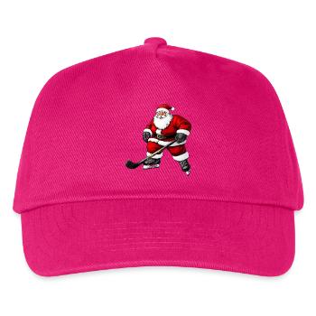 Dicker Eishockey Weihnachtsmann - Kinder Basecap - Fuchsia - Vorne