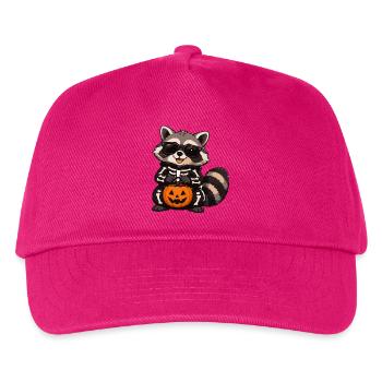 Skelett-Raccoon mit Kürbis - Kinder Basecap - Fuchsia - Vorne