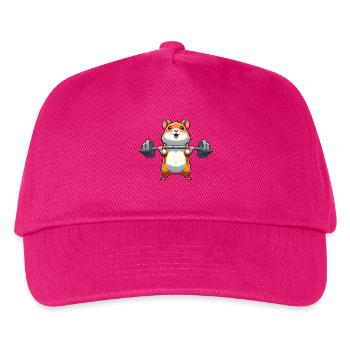 Hamster Power Training: Dumbbell Lifts in the - Kids’ Baseball Cap - fuchsia - Front
