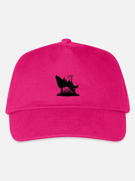 Wolf stürzt mit der Fee in der Nacht - Kinder Basecap - Fuchsia