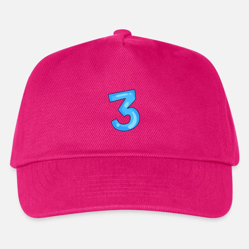 Zahl 3 Blau - Kinder Basecap - Fuchsia