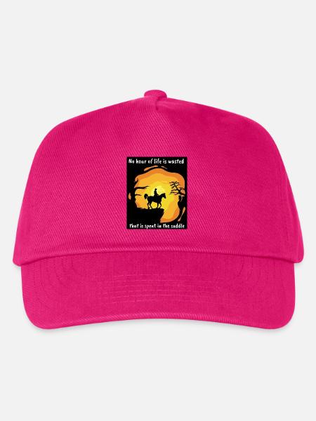 Reitersprüche Reiten Sonnenuntergang Reiter Pferd - Kinder Basecap - Fuchsia