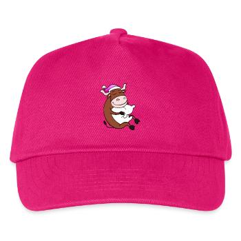 Ochse mit Kissen und Schlafmütze - Kinder Basecap - Fuchsia - Vorne