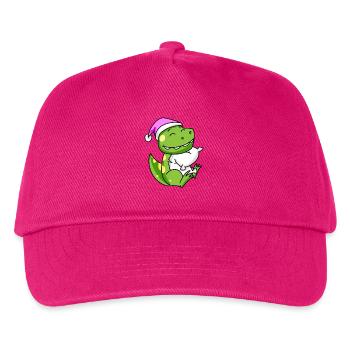 Dinosaurier mit Kissen und Schlafmütze - Kinder Basecap - Fuchsia - Vorne