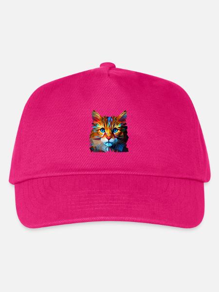 Katze Katzen Kätzchen Polygon Katze - Kinder Basecap - Fuchsia
