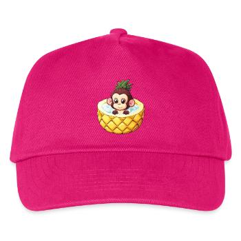 monkey bathes in pineapple - Funny summer design - Kids’ Baseball Cap - fuchsia - Front