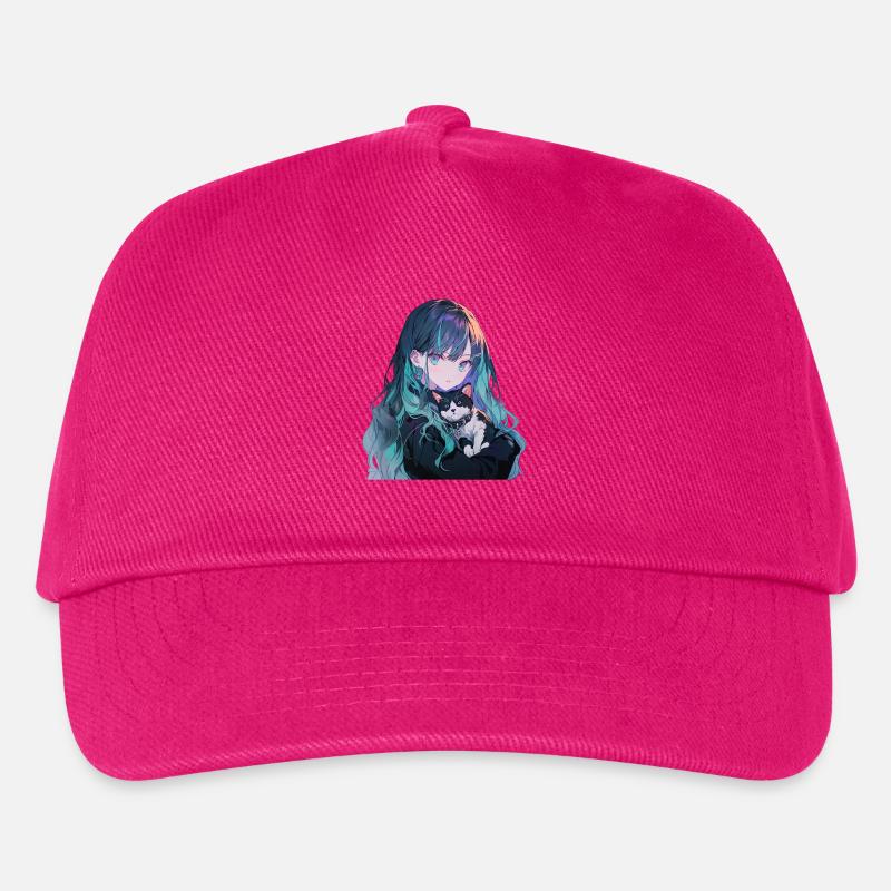 Anime and Cats Kawaii Mädchen Anime - Kinder Basecap - Fuchsia