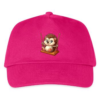 Süßer Igel schaukeln Spielplatz lustig Spaß - Kinder Basecap - Fuchsia - Vorne