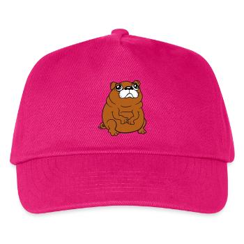 Mops Hund Sitzt Klein Betteln Dick Guckt Traurig - Kinder Basecap - Fuchsia - Vorne