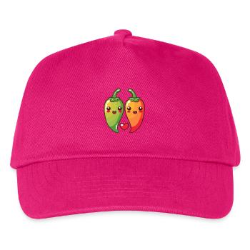 Chilli Paar Liebe Herz Comic - Kinder Basecap - Fuchsia - Vorne