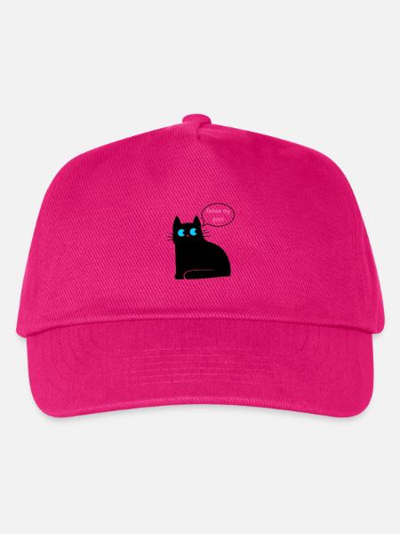 Schwarze Katze, die uns bittet, ihrem Blick zu folgen - Kinder Basecap - Fuchsia