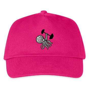 Oktopus Bodybuilder Muskelaufbau Fitnessstudio Gym - Kinder Basecap - Fuchsia - Vorne
