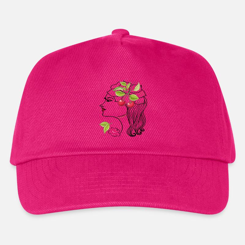 Frauenkopf mit Kirschen - Kinder Basecap - Fuchsia